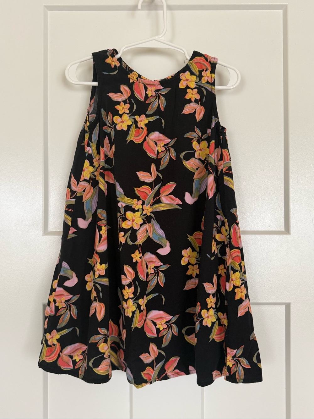 Old Navy Girls 4T Black Tropical Floral Sleeveless Swing Dress
